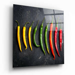 Colored Peppers Glass Wall Art.