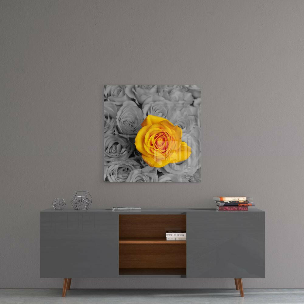 Yellow Rose Glass Wall Art.