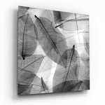 Black and White Leaves Glass Wall Art.