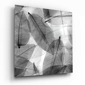 Black and White Leaves Glass Wall Art.