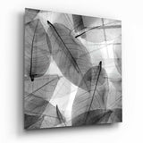 Black and White Leaves Glass Wall Art.