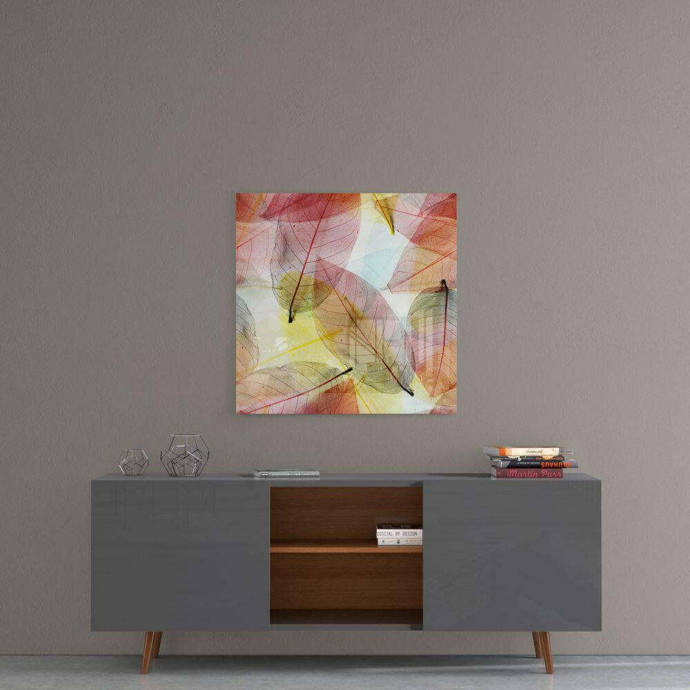 Colorful Leaves Glass Wall Art.