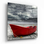 Red Kayak Glass Wall Art.