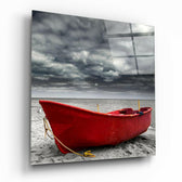 Red Kayak Glass Wall Art.