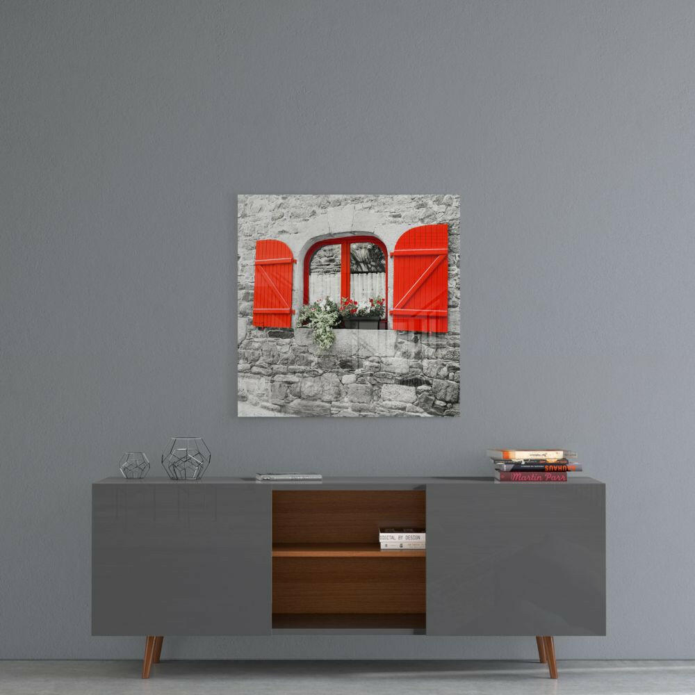 Red Window Glass Wall Art.