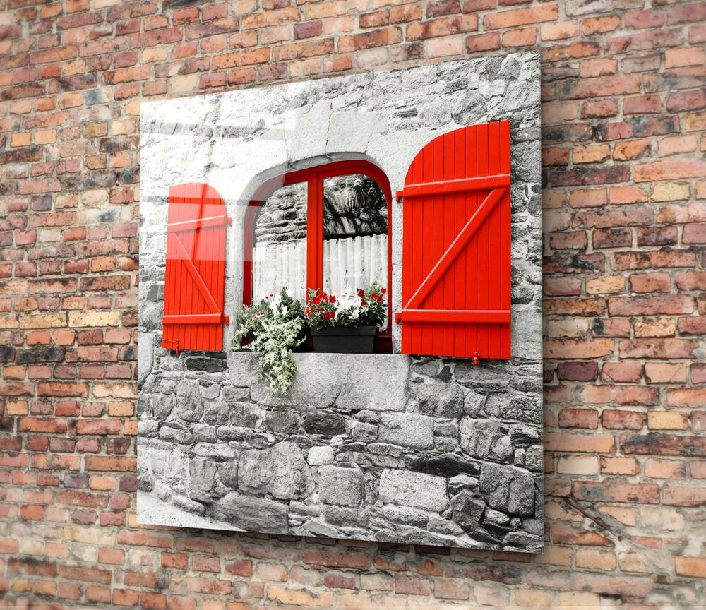 Red Window Glass Wall Art.