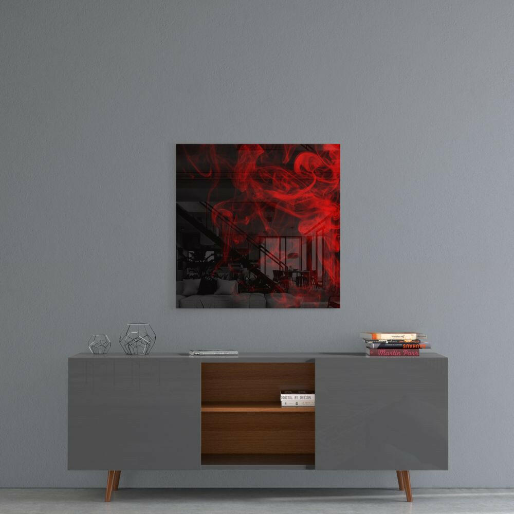 Red Smoke Glass Wall Art.