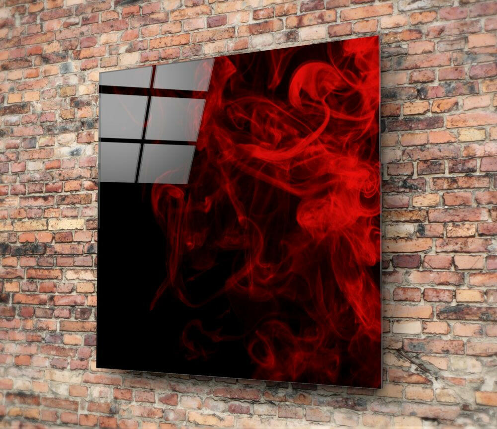 Red Smoke Glass Wall Art.
