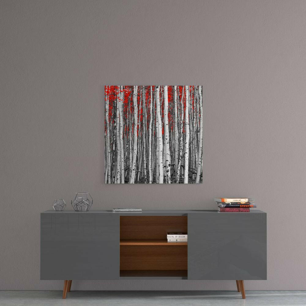 Red Forest Glass Wall Art.