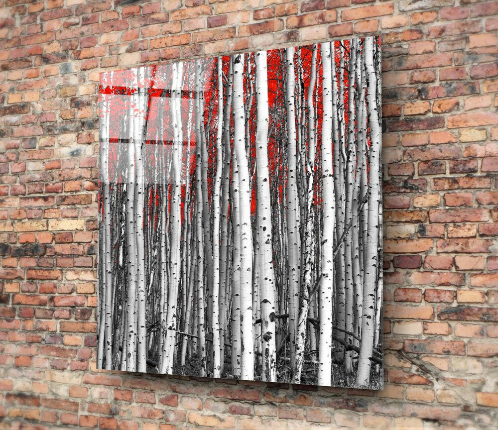 Red Forest Glass Wall Art.