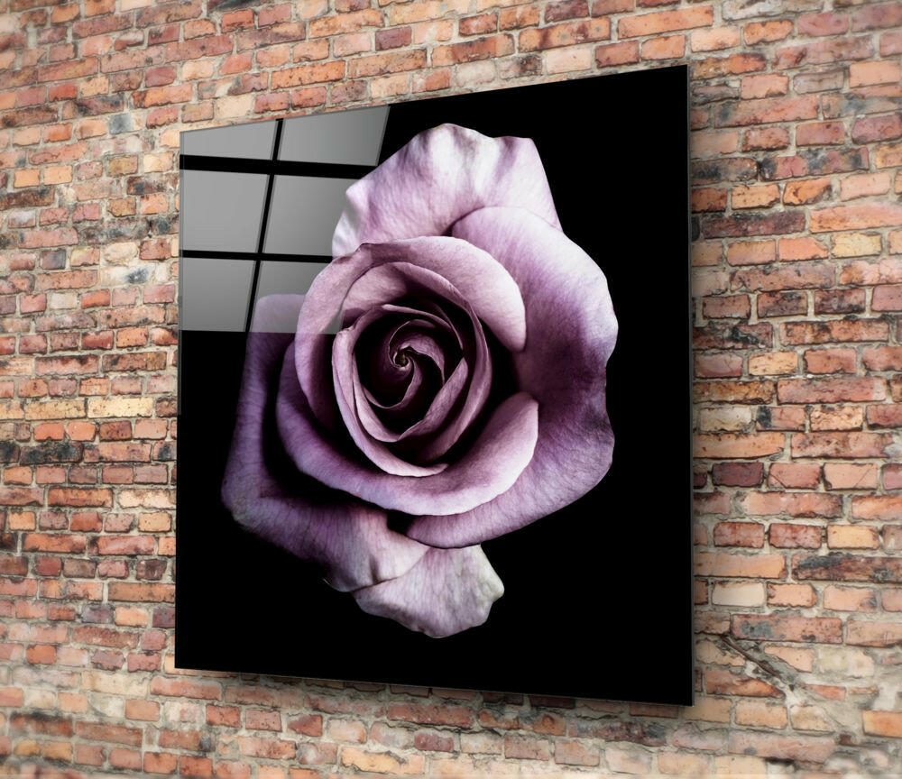Purple Rose Glass Wall Art.