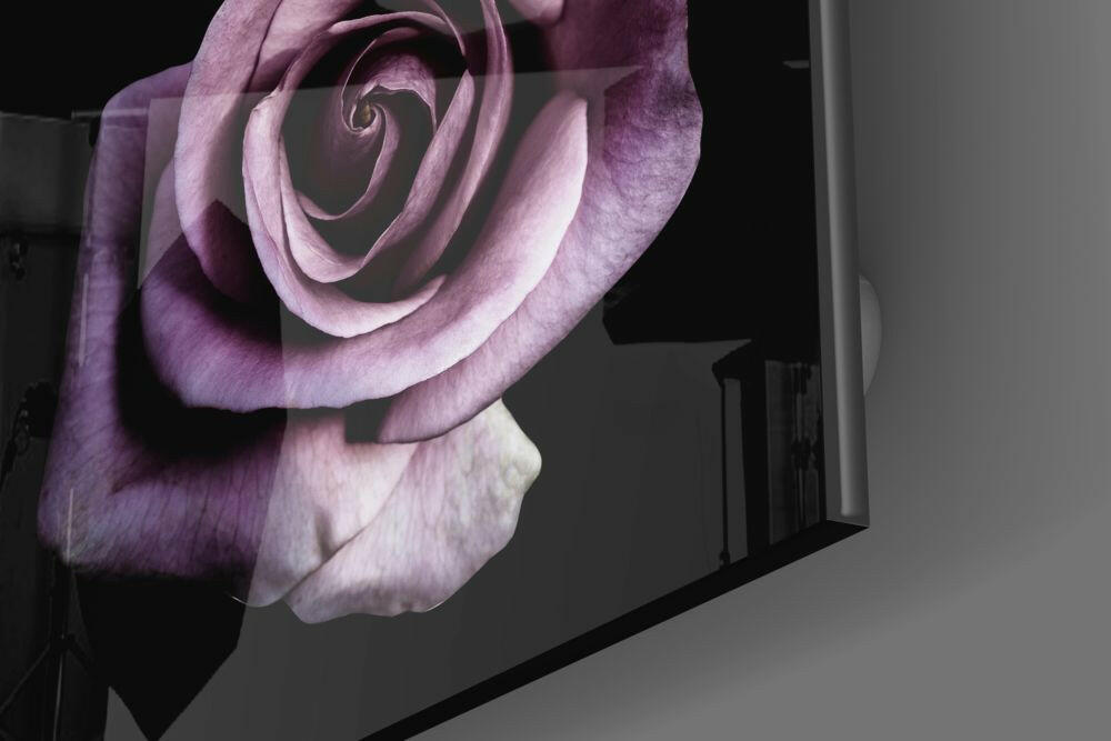 Purple Rose Glass Wall Art.