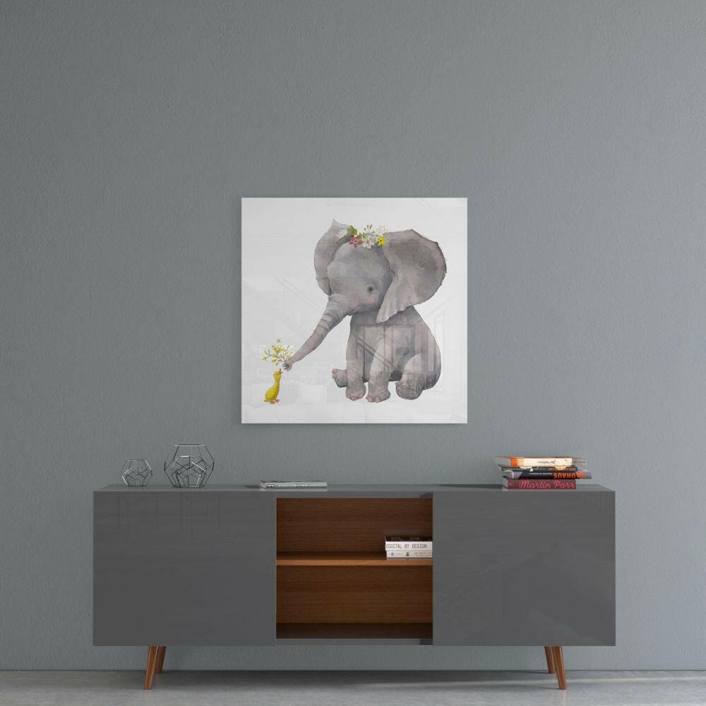 Elephant and Duck Glass Wall Art.