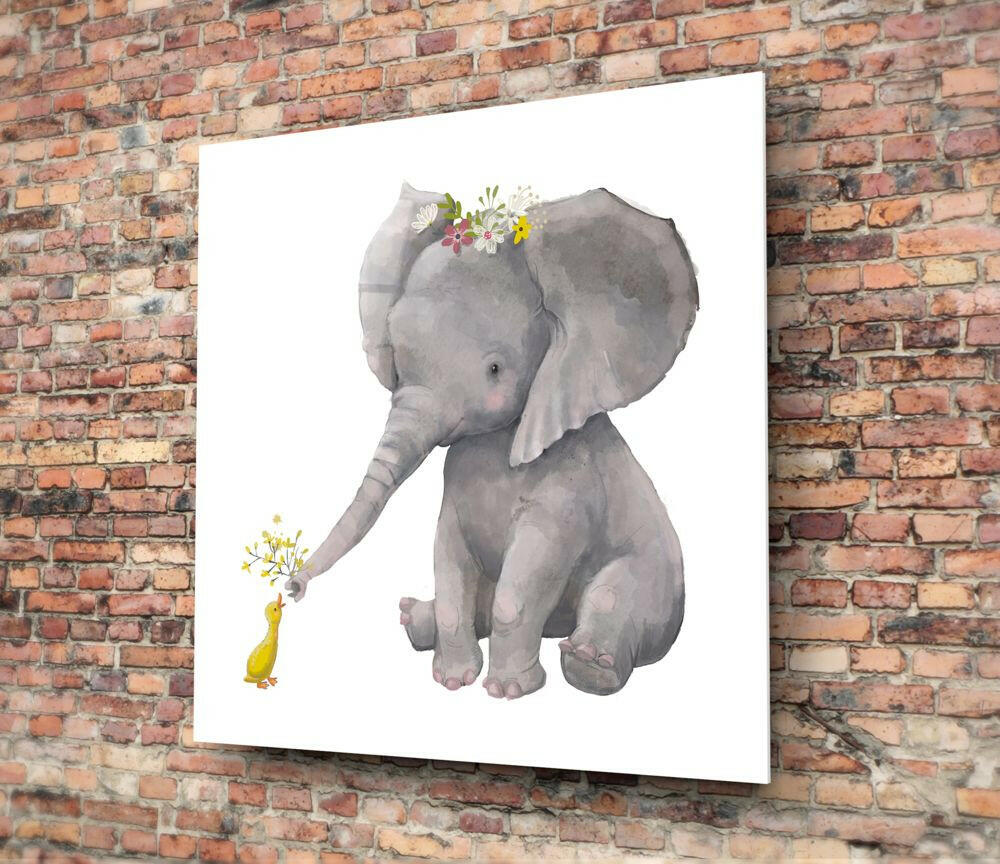 Elephant and Duck Glass Wall Art.