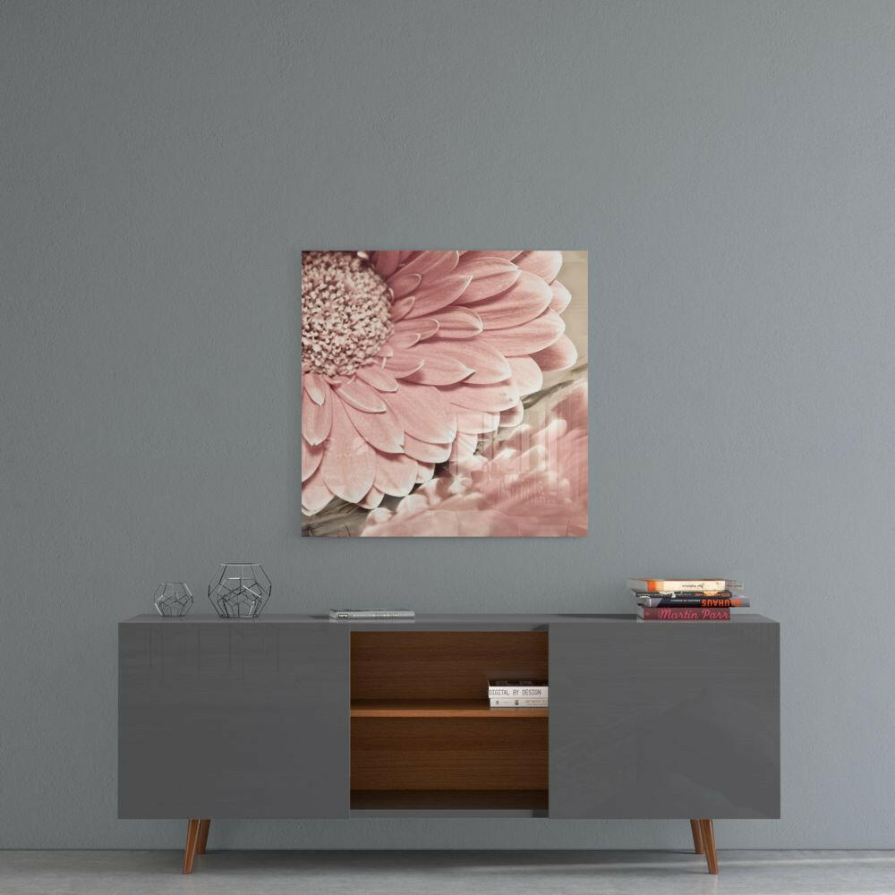 Pink Flower Glass Wall Art.