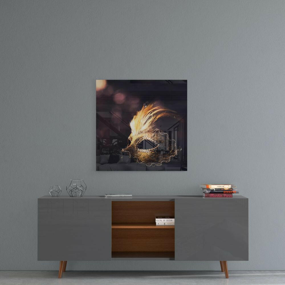 Prom Mask Glass Wall Art.