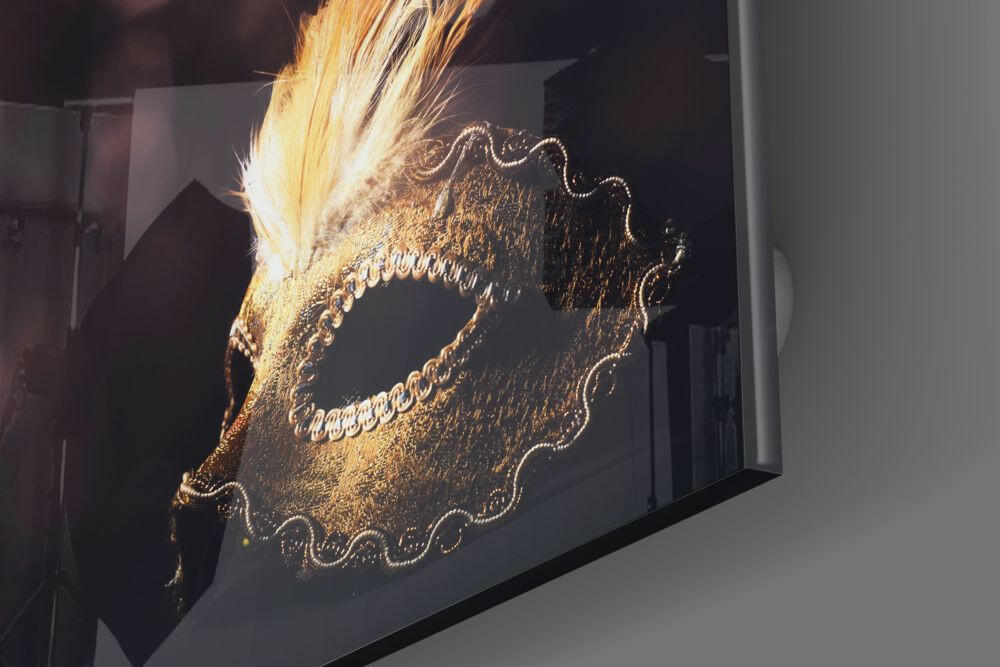 Prom Mask Glass Wall Art.