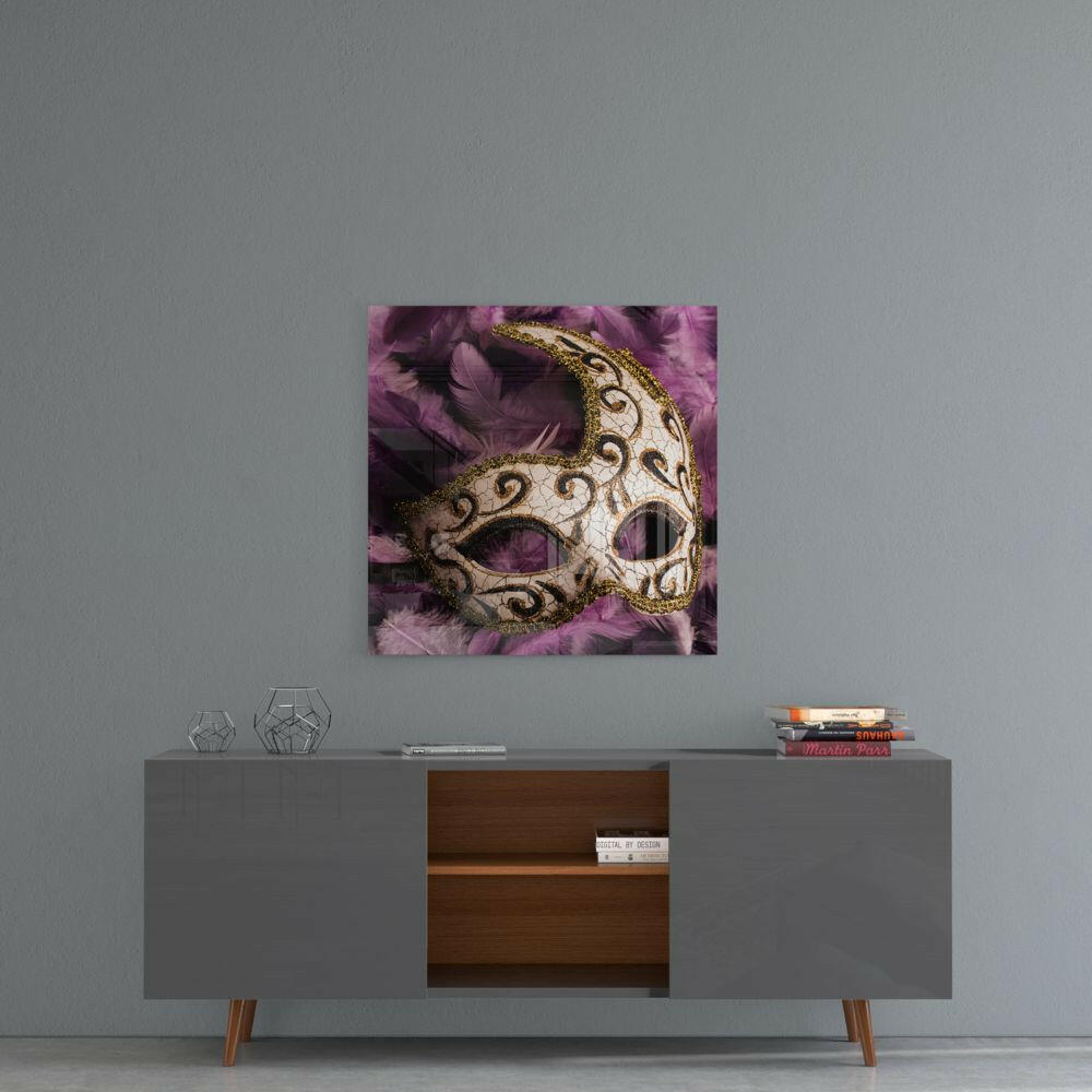 Prom Mask Glass Wall Art.