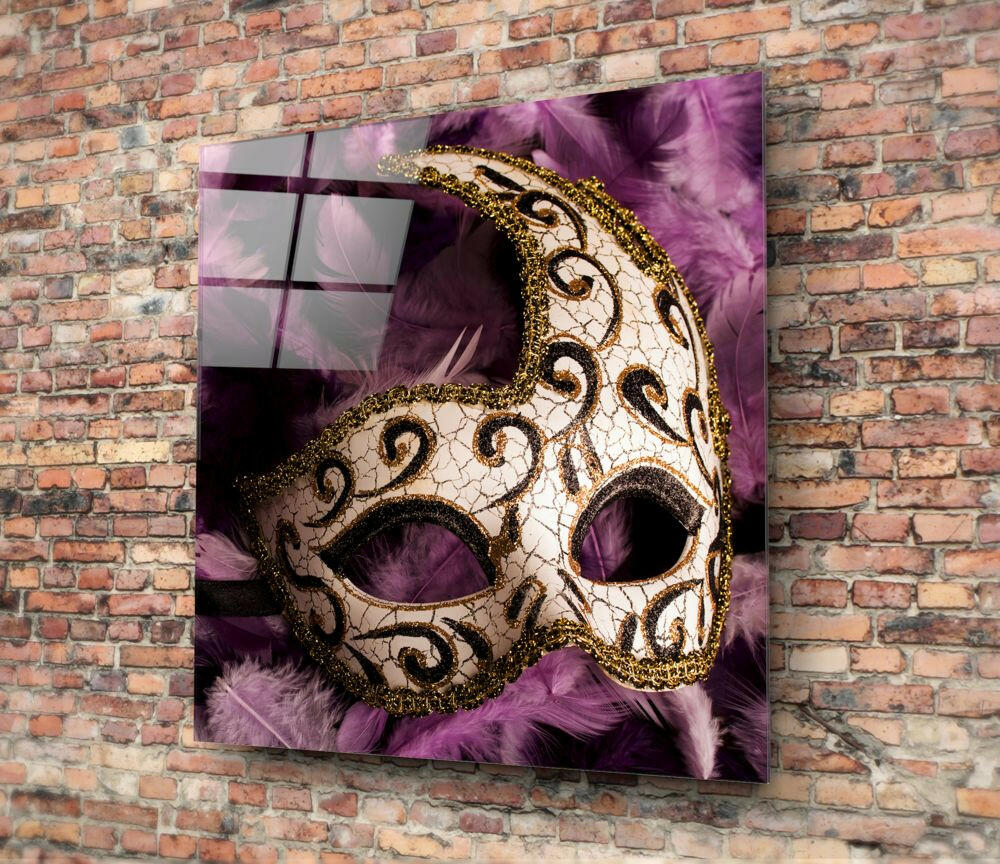 Prom Mask Glass Wall Art.