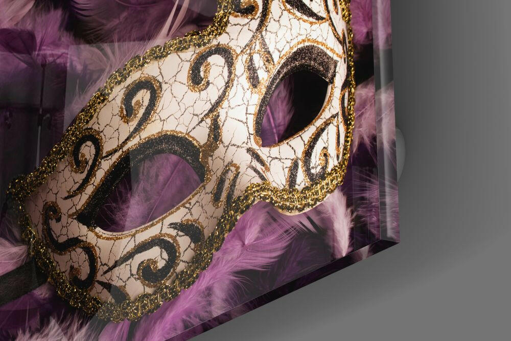 Prom Mask Glass Wall Art.