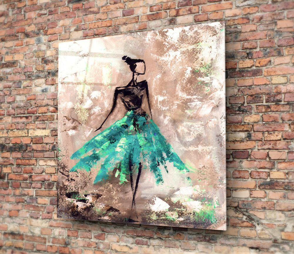 Female (Green) Glass Wall Art.