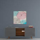 Colorful Umbrellas Glass Wall Art.