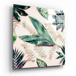Tropical Leaves Glass Wall Art.