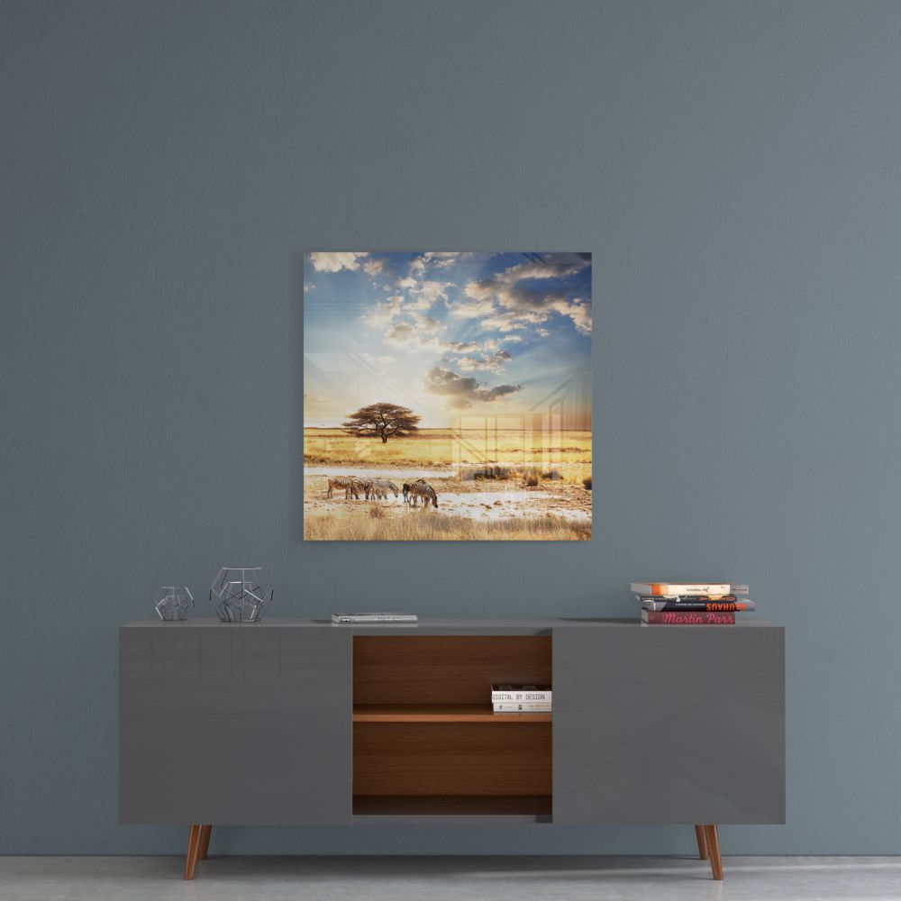 Africa (Wide Meadow) Glass Wall Art.