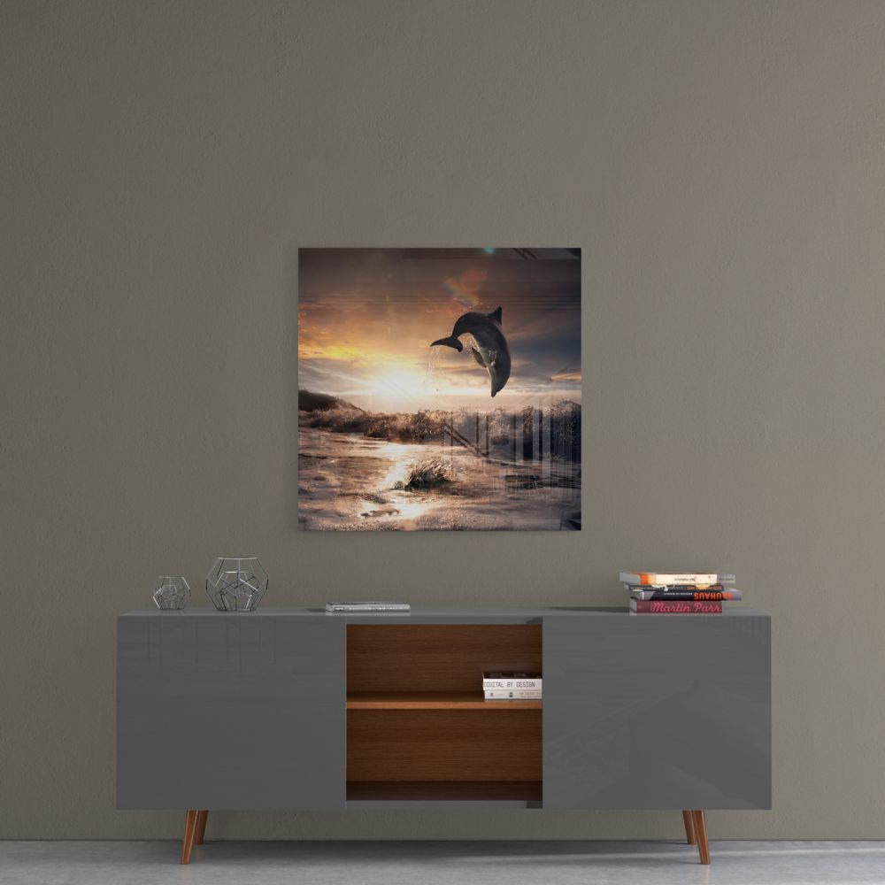 Dolphin Glass Wall Art.