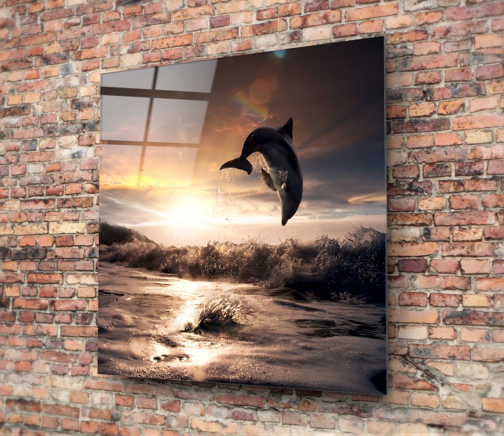 Dolphin Glass Wall Art.