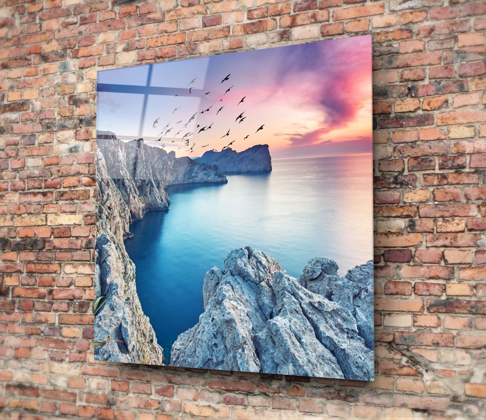 Red Sunset Glass Wall Art.