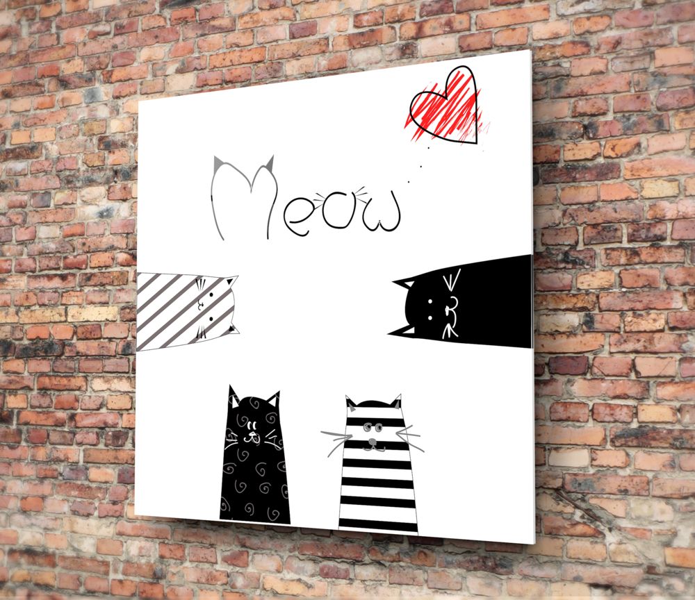 Meow (Cat) Glass Wall Art.