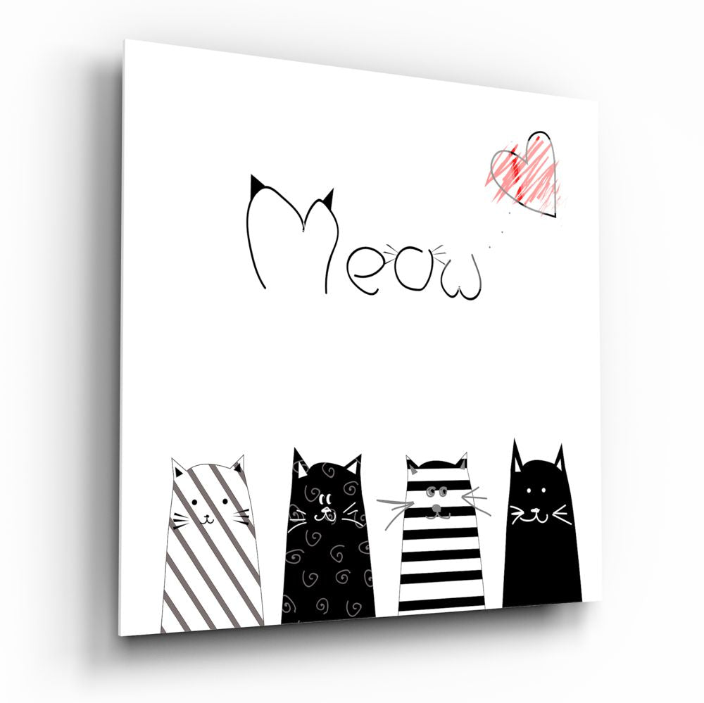 Meow (Cat) Glass Wall Art.