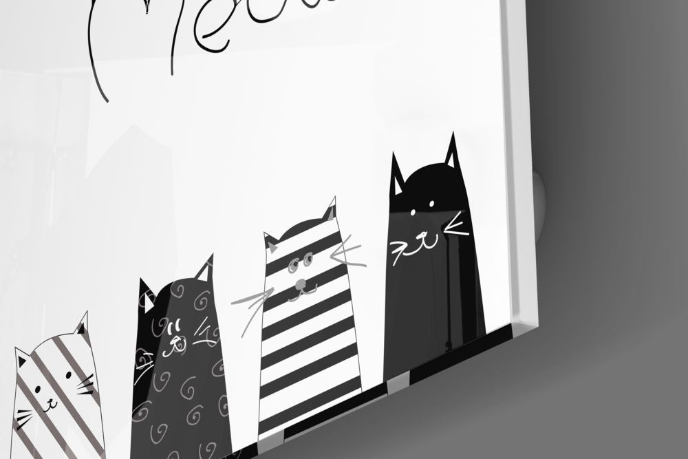 Meow (Cat) Glass Wall Art.