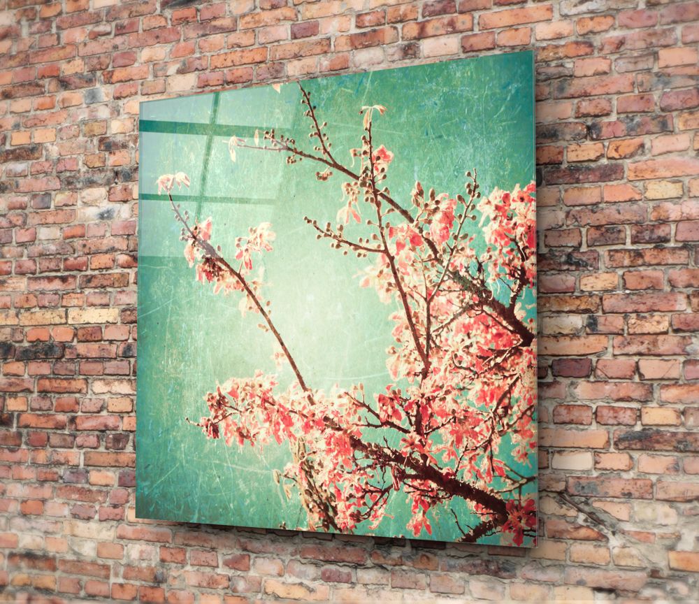 Cherry Blossom Glass Wall Art.