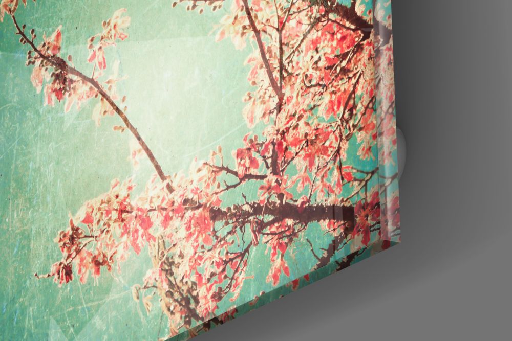 Cherry Blossom Glass Wall Art.