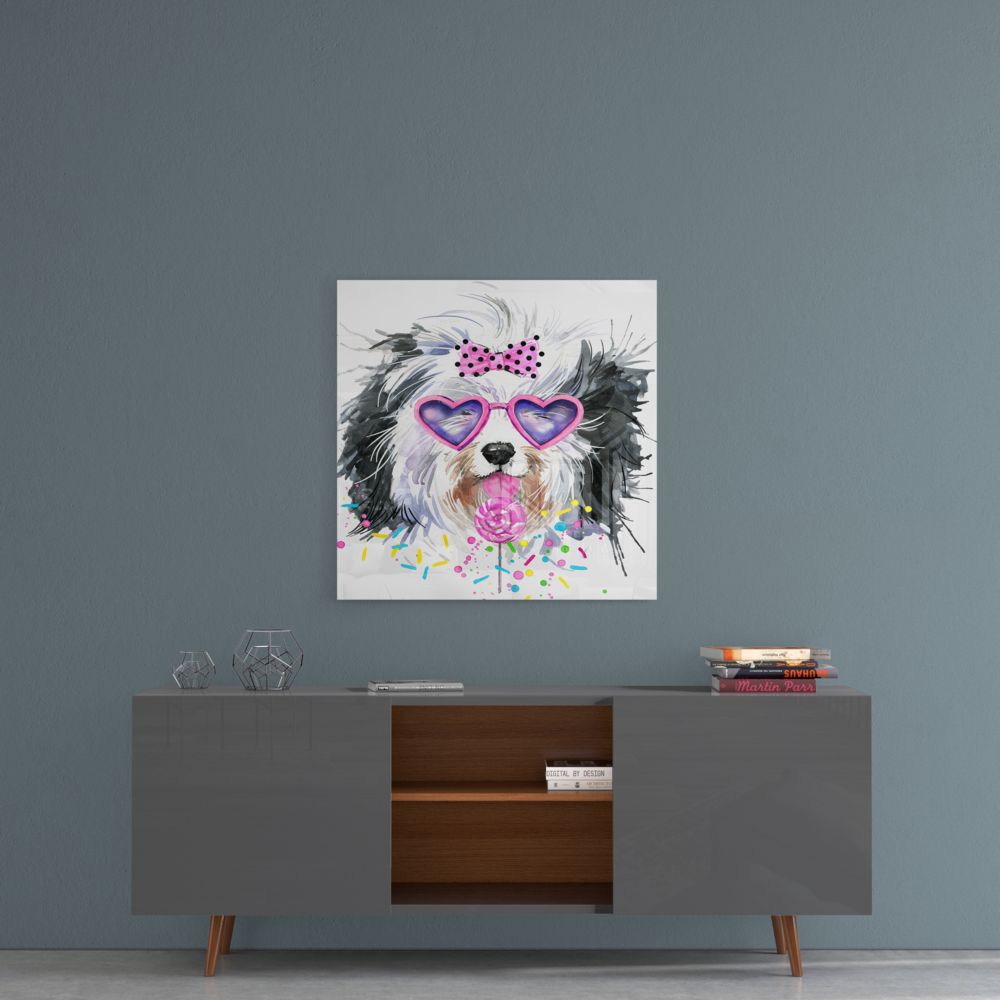 Cute Dog Glass Wall Art.