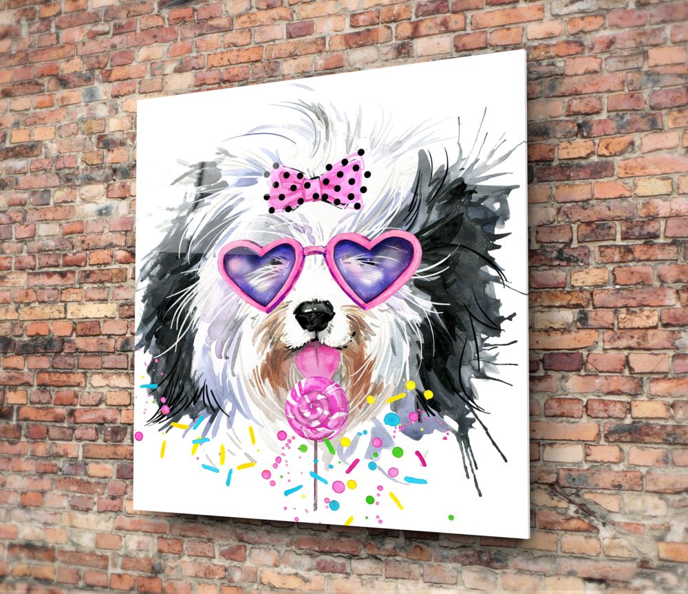 Cute Dog Glass Wall Art.