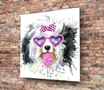 Cute Dog Glass Wall Art.