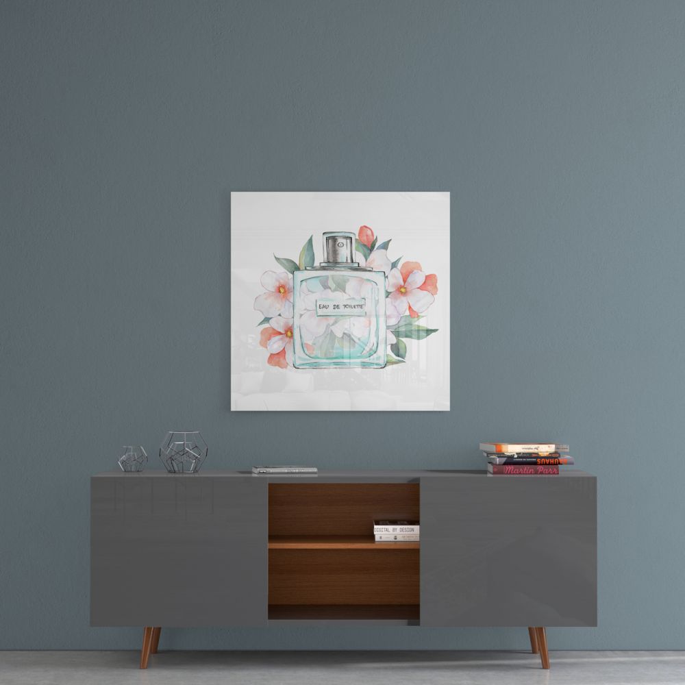 Eau De Toilette Glass Wall Art.