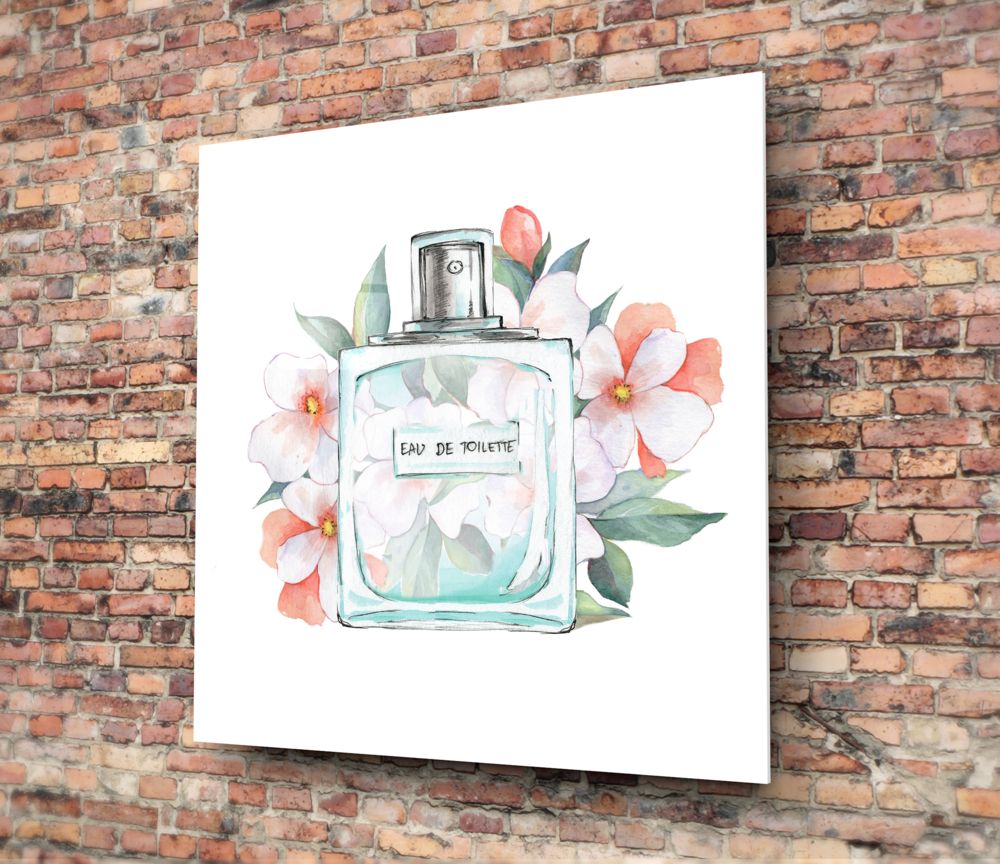 Eau De Toilette Glass Wall Art.