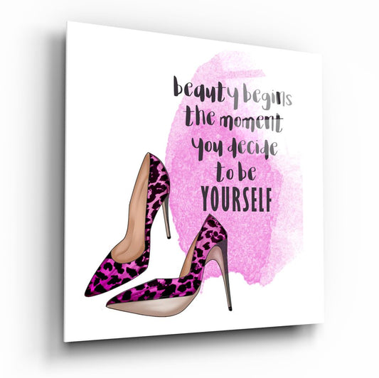 Be Yourself Glass Wall Art.