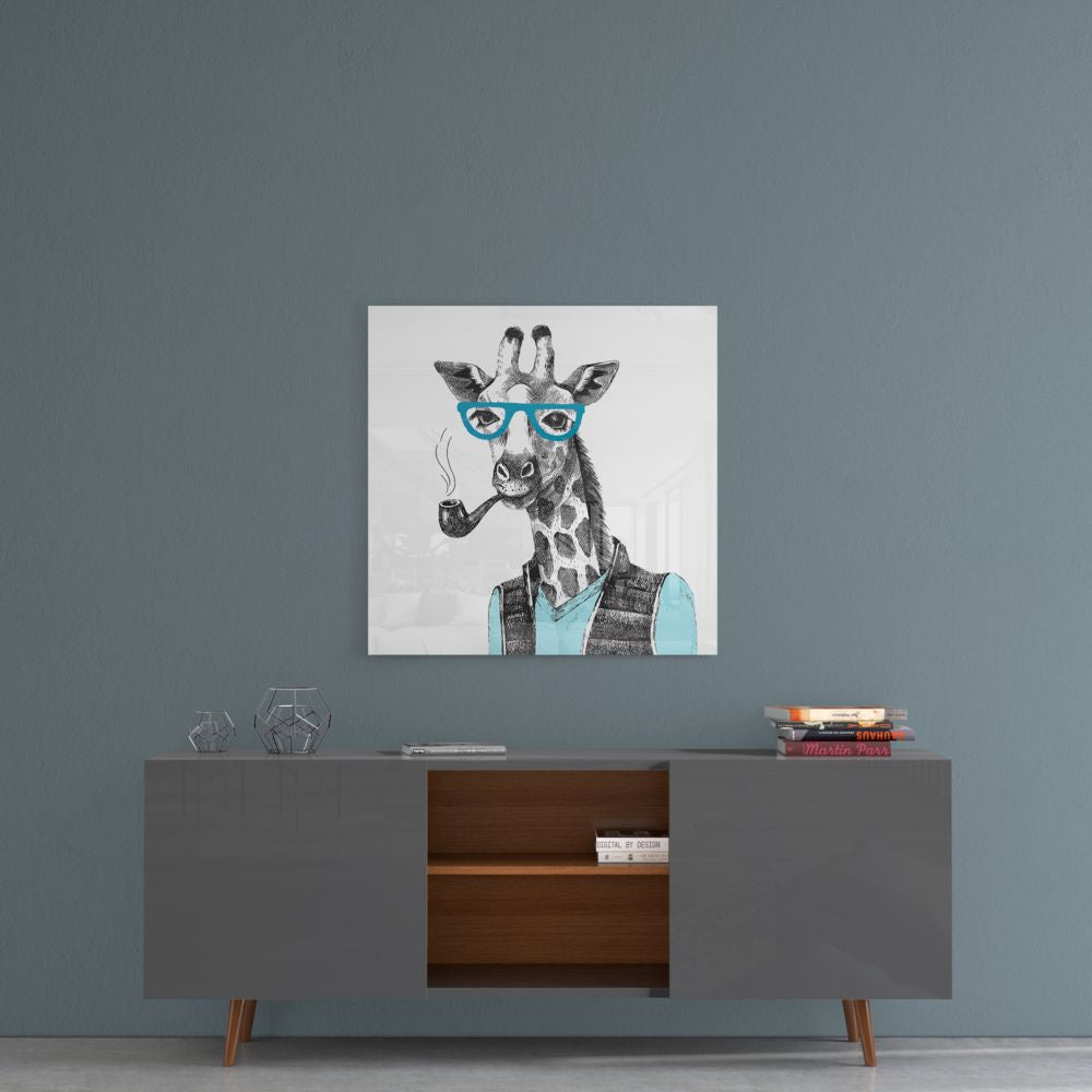 Mr. Giraffe Glass Wall Art.