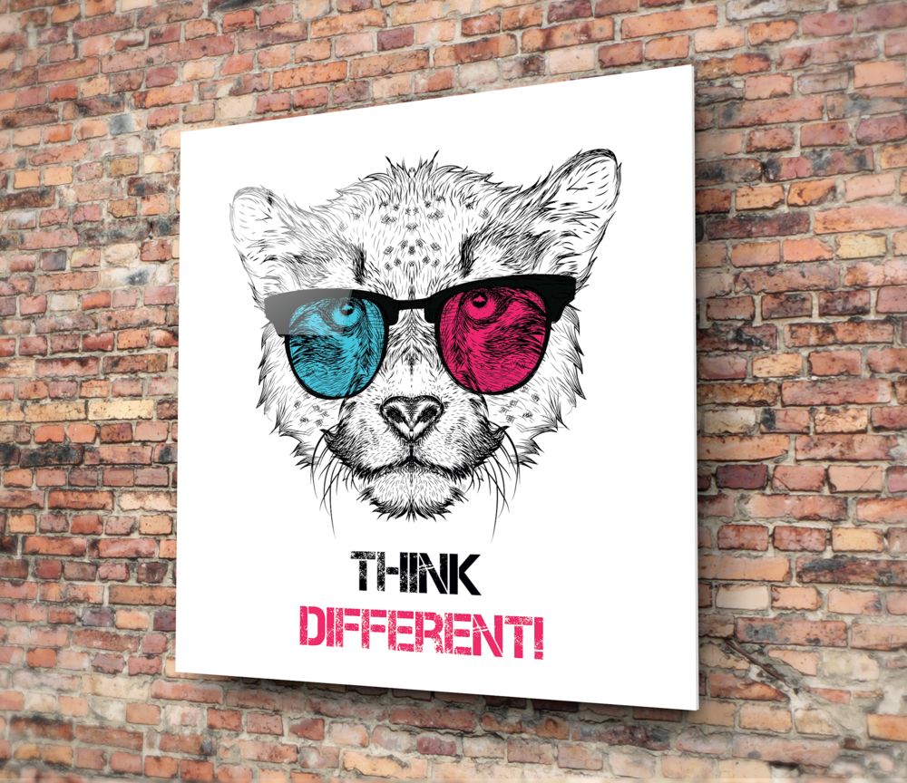 Think Differently Glass Wall Art.