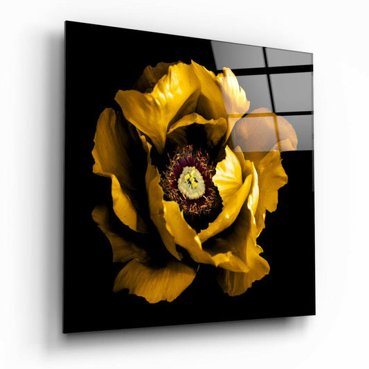 Floral Yellow Glass Wall Art.