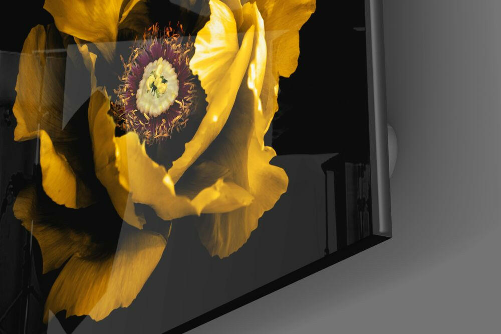 Floral Yellow Glass Wall Art.