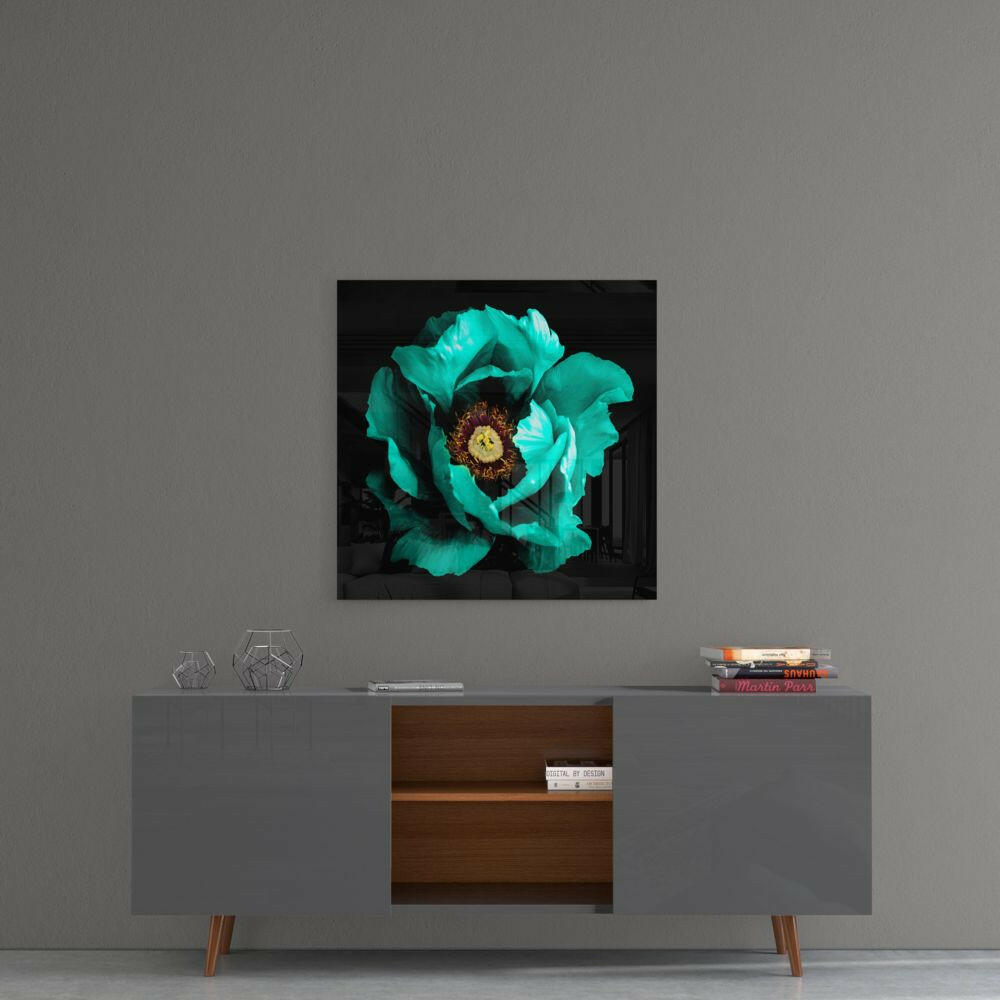 Floral Green Glass Wall Art.