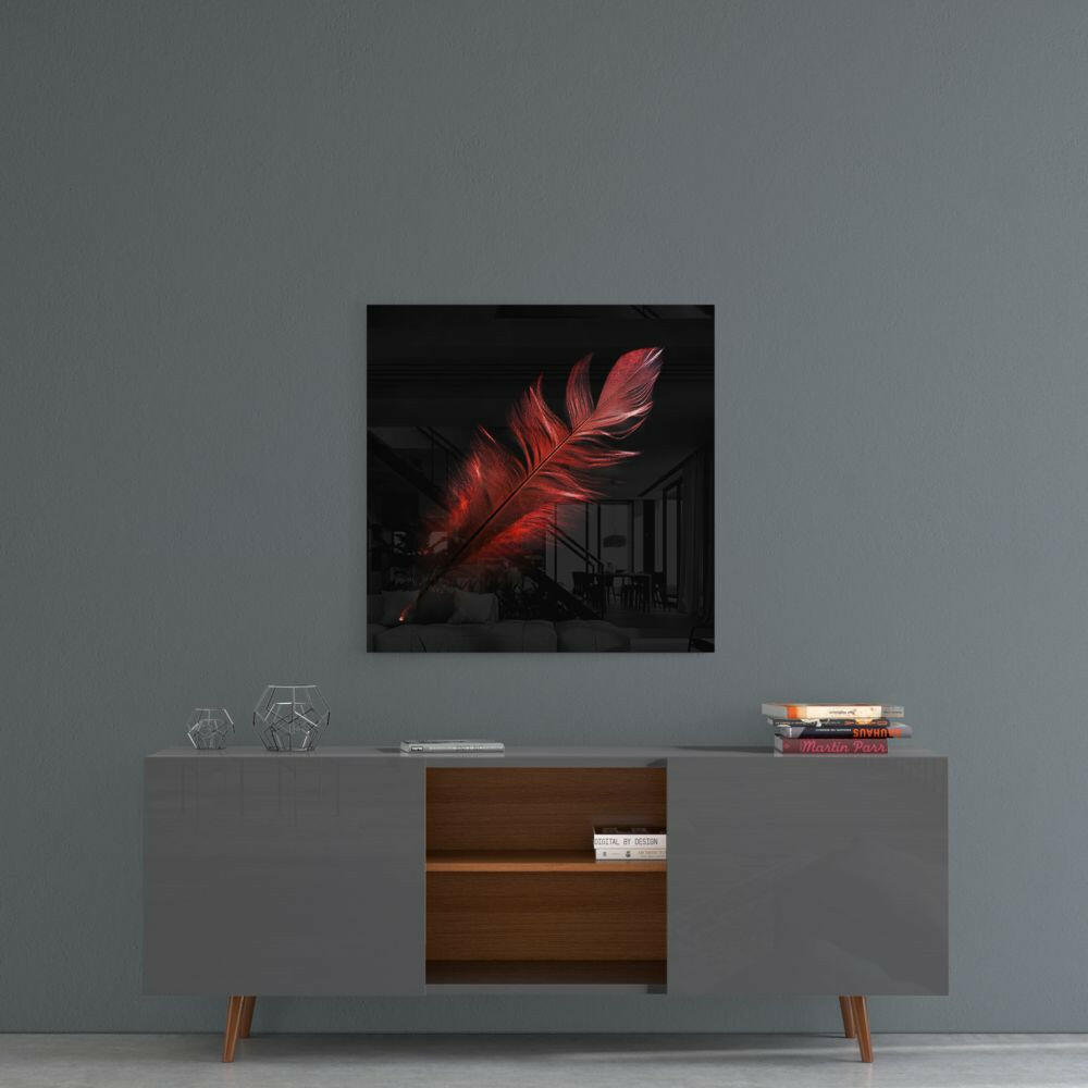 Colored Feather Glass Wall Art.