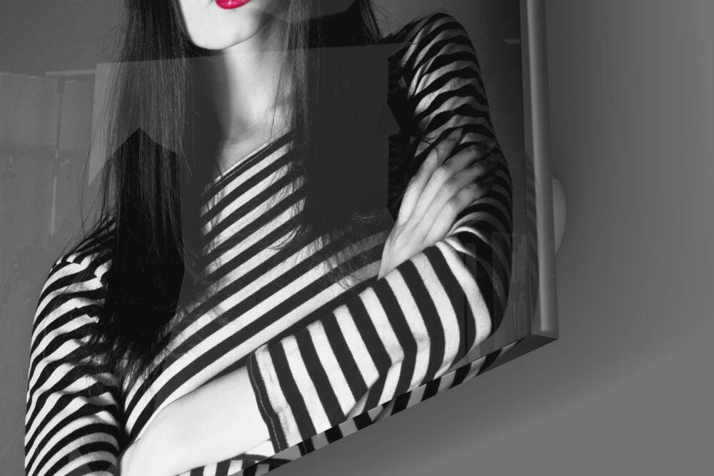 Woman in Red Hat Glass Wall Art.