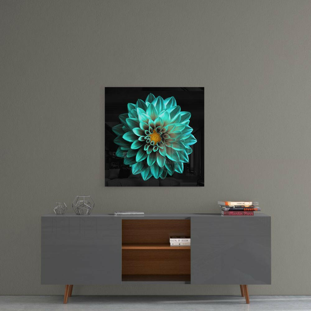 Green Flower Glass Wall Art.